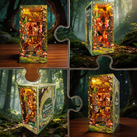 Hamaileon Régalez-vous de l'Enchantement du Royaume Secret des Esprits Verts : Serre-livres DIY Maison dans les Arbres à Commande Tactile, Puzzle Miniature 3D en Bois pour Adultes