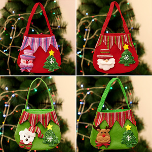 Vente en gros pas cher tissu non tissé joyeux noël arbre père noël renne bonhomme de neige ours blanc réveillon de noël pomme sacs sac cadeau - Product Image 5