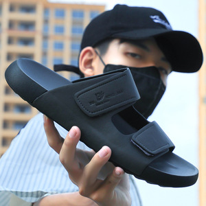 Sandales d'été en cuir de vache pour hommes, pantoufles de plage à semelles épaisses antidérapantes, pantoufles Birkenstok décontractées pour hommes - Product Image 2