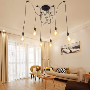 <span class=keywords><strong>Lustre</strong></span> <span class=keywords><strong>araignée</strong></span> rétro à <span class=keywords><strong>6</strong></span> lumières, noir, avec câbles multiples réglables, lampe suspendue pour restaurant, salon, entrepôt USA - Product Image 4