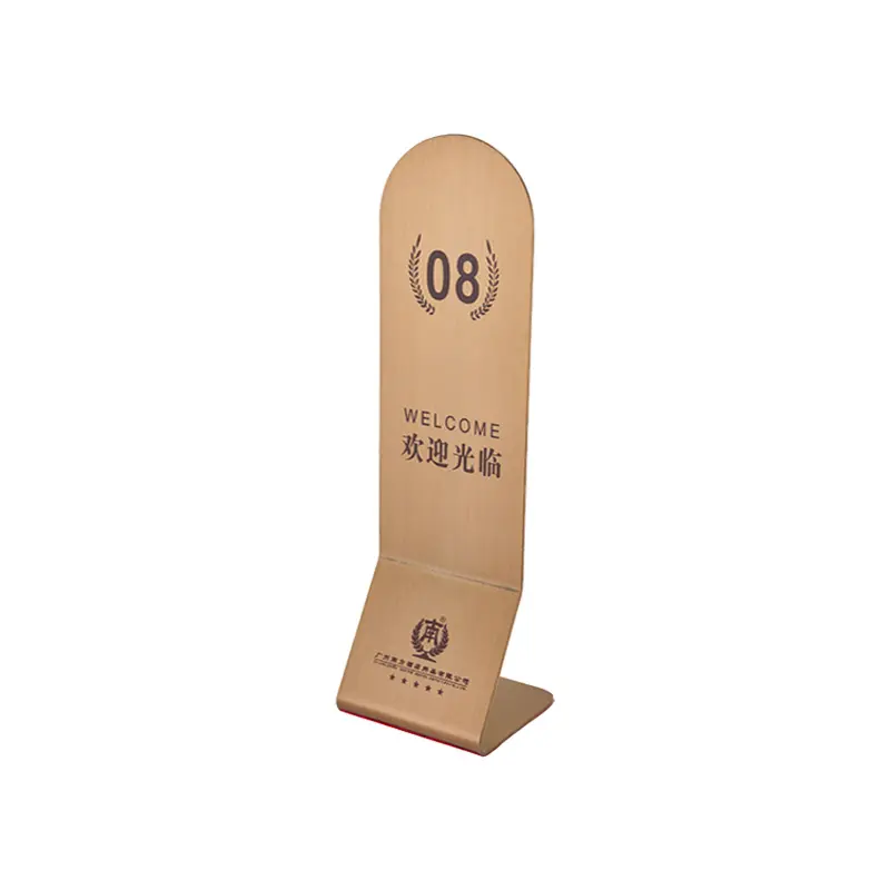 Hotel Luxury Lobby Guiding Welcome Sign Table Stand Number Holder Stainless Steel Display Number Stand for Restaurant