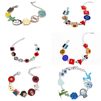 Nuevo Diseño Pulsera de Cadena con Dijes de Mano para Parejas, Estilo Hip-hop, Álbum de Cantante, Oso Kawaii, Bañado en Platino, Joyería de Moda para Hombre y Mujer