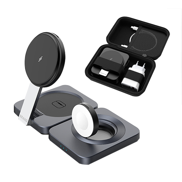 3 in 1 Foldable Magnetic Qi2 Wireless Charger Pad Qi Certified Charging Dock Station for Apple Multiple Devices