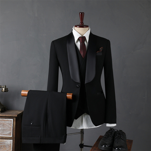 Costume classique noir à revers châle pour <span class=keywords><strong>homme</strong></span>, coupe ajustée, blazer de marié, veste de <span class=keywords><strong>soirée</strong></span> formelle, sur mesure pour bal de promo - Product Image 5