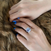 Nouvelle version, grande taille, moissanite 4 carats, sertissage à griffes sans défaut, plaqué argent, argent 925, bague de fiançailles et de mariage pour homme