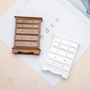 1/12 haute qualité Style européen Mini meubles bricolage bois armoire casier ornements modèle de tiroir Vertical pour maison de poupée - Product Image 4