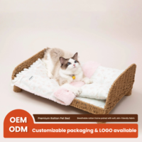 Lit et canapé pour animaux de compagnie en rotin tissé, moderne et écologique, pour chats et chiens - Utilisation intérieure toute saison, emballé en carton