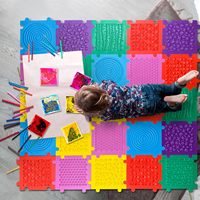 Carreaux de sol sensoriels éducatifs pour nourrissons et tout-petits 6 pièces carrés Eva Carrelage de sol à emboîtement Puzzle Tapis de jeu en mousse pour enfants