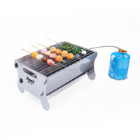 Mini foyer à gaz carré pliable en acier inoxydable, portable, pour le camping en plein air, avec revêtement résistant à la chaleur, facile à assembler et à nettoyer
