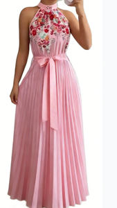 Kadın Yazlık Zarif Çiçek Desenli Askılı Elbise - Akşam Partisi Kokteyli için Seksi Kolsuz Hafif Günlük Elbise - Product Image 2