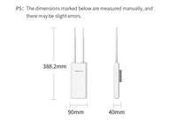 Point d'accès sans fil omnidirectionnel extérieur 2*Antennes externes 5dBi 2.4GHz 300Mbps IP66 Industriel Grande Couverture Directe