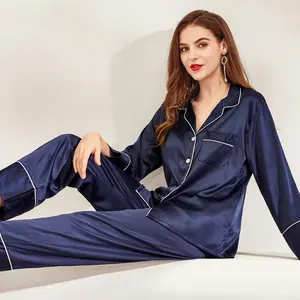 Fung 6001 Nuovi Pigiami Tipo di Prodotto Delle Signore Manica Lunga Pjama Migliore Qualità Vestaglia di Seta Pigiama di Raso
