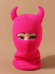 Pasamontañas de punto unisex, <span class=keywords><strong>cubierta</strong></span> de cara completa, calentadores de cuello de invierno, máscara para la cabeza, máscara de esquí estilo cuerno del <span class=keywords><strong>Diablo</strong></span> - Product Image 5