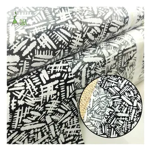 Ready To Ship Stock Printed Black Color 55% Linen 45%Cotton Woven Fabric High Quality For Garment