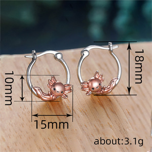 Orecchini Smaltati a Forma di Axolotl per Donne, Gioielli di Moda Animali - Product Image 5