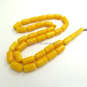 Arabic Jewelry men's bracelet yellow color resin prayer beads cylinder 9*16mm 33beads Muslim rosary misbaha tesbih