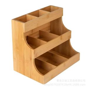 Bamboo <b>Tea</b> Bag Storage <b>Box</b> Multi Layer Desktop Organizer For <b>Tea</b> Coffee Bags Vertical Space Saving Design - Product Image 4