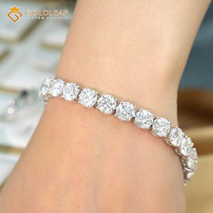 Customized Tennis <b>Chain</b> <b>Moissanite</b> Brilliant Cut Classic Claw Setting Unisex 925 Silver Goldleafgem Wedding Engagement Bracelet - Product Image 1