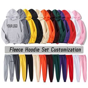 Fabricación OEM bordado 100% algodón pesado pulóver <span class=keywords><strong>sudadera</strong></span> y pantalones de chándal 2 piezas hombres ocio <span class=keywords><strong>Sudadera</strong></span> con capucha conjuntos - Product Image 2