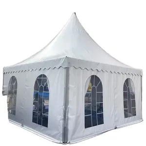Tenda pesta pernikahan warna putih, lampu menara kanvas luar ruangan tenda segi enam acara mewah