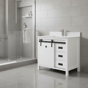 Mueble de Baño Moderno y Duradero de Madera Maciza, Independiente, con Superficie Fácil de Limpiar, Bisagras de Cierre Suave y Espejo, Ideal para Apartamentos - Product Image 2