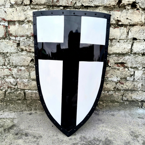 Escudo de Calentador Templario de Caballero Medieval con Cruz Negra Pintada para Batalla y Cruzada - Product Image 1