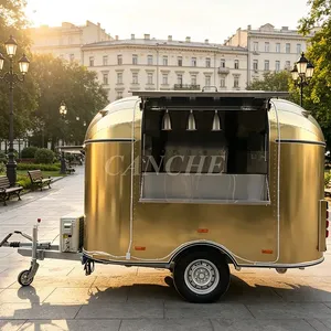 Chariot de restauration mobile commercial en acier inoxydable doré pour beignets, idéal pour la vente en Europe - Product Image 1