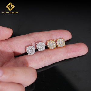 ต่างหูสตั๊ดฮิปฮอปประดับเพชรสำหรับ925เงิน VVS Moissanite - Product Image 4