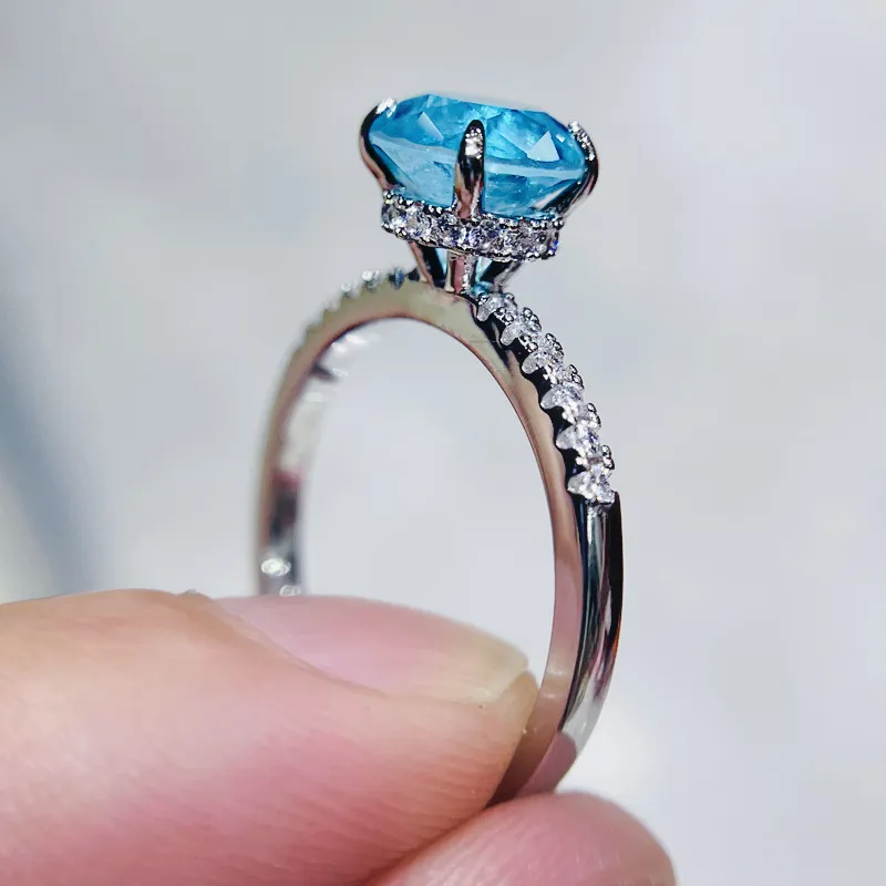 Neue 2 Karat Farbe Schatz Jade Muster Diamant Damen ring synthetische Palaiba Smaragd Krone Ehering