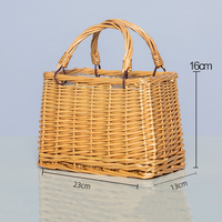 Panier de fleurs Portable en rotin, panier décoratif tissé, panier de rangement pour plantes de Camping, panier de compagnon rustique