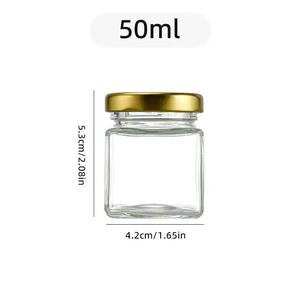 Bon marché, petits pots vides en verre vides hexagonaux ronds de forme carrée de 25ml 30ml 40ml 50ml vides de vinaigrette à <span class=keywords><strong>confiture</strong></span> de fruits et de miel avec couvercle en métal - Product Image 6