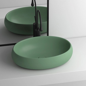 Arte moderno Cerámica Baño <span class=keywords><strong>Verde</strong></span> Gris Mármol Diseño Hotel <span class=keywords><strong>Lavabo</strong></span> ovalado - Product Image 4