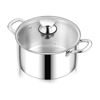 Casserole à pâtes en acier inoxydable de qualité supérieure à 3 couches avec couvercle en verre, compatible induction, pour soupes et bouillons, convient à tous les types de cuisinières, passe au lave-vaisselle