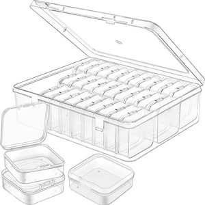 Transparent Plastic Jewelry Storage Box 30 Compartments 5x5x1.7cm With Lid For Nail Art Beads Desktop Organizer - Product Image 3
