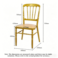 Chaise Napoléon de luxe empilable, multicolore au choix, avec assise rembourrée et structure dorée électrolytique pour hôtels et événements (vente en gros)
