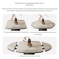 Table à manger en dalle de pierre, design moderne et minimaliste, extensible et pliable, transformable ronde en carrée, mobilier de maison double usage, luxe léger