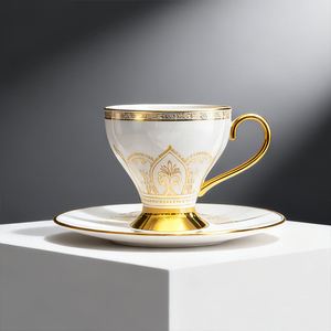 Bán buôn New Châu Âu handmade sang trọng xương Trung Quốc mạ vàng <span class=keywords><strong>BPA</strong></span> <span class=keywords><strong>free</strong></span> Tea Coffee <span class=keywords><strong>cup</strong></span> saucer <span class=keywords><strong>Set</strong></span> - Product Image 6