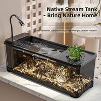Kit d'aquarium rectangulaire 14-en-1 en plastique écologique avec filtre intégré, lumière LED et chauffage pour salon - Vente en gros, MOQ 2 pièces