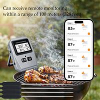 Thermomètre numérique sans fil pour viande, 4 sondes, Bluetooth, portée 100 m, échantillonnage en 1 seconde, alarme multi-minuterie avec application et graphique de température