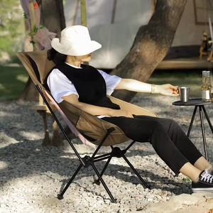 Chaise lune pliable ultralégère en toile, dossier haut, double barre transversale, mobilier d'extérieur pour camping, pêche, plage et loisirs – Meilleure vente - Product Image 1