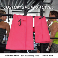 Serviette de sport en microfibre tissée avec logo personnalisé XP, avec crochet à bouton, super absorption de la transpiration, séchage rapide