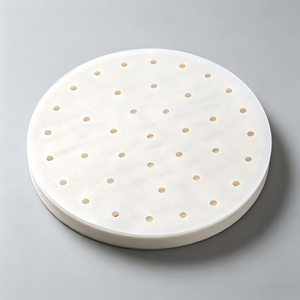 Papier de cuisson rond perforé jetable, double face, enduit de silicone, pour la cuisson à la vapeur des raviolis et des bao - Product Image 3