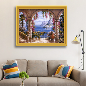 Paisaje costero DIY pintura por número pintura <span class=keywords><strong>al</strong></span> óleo Europa pintura por números <span class=keywords><strong>para</strong></span> adultos principiantes sobre <span class=keywords><strong>lienzo</strong></span> - Product Image 2