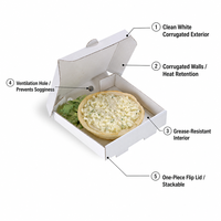 Boîte à pizza carrée blanche personnalisée, jetable, en carton ondulé, avec aérations, en gros pour restaurants et cafés