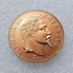 Réplique de pièce de monnaie française de 50 Francs de 1862-1868, représentant l'Empereur <span class=keywords><strong>Napoléon</strong></span> III couronné, en laiton plaqué, pièce de collection. - Product Image 1