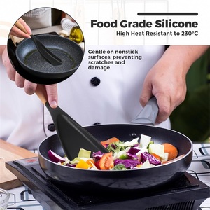 다용도 실리콘 요리 스푼, 주걱 겸용, 나무 손잡이 실리콘 서빙 스푼 - Product Image 3