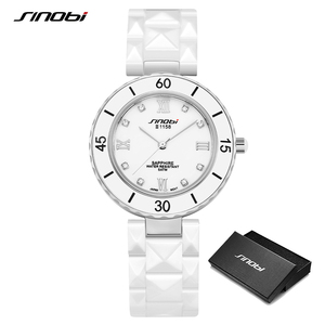 Sinobi blanc céramique montre femmes nouvelle mode en acier inoxydable femme <span class=keywords><strong>montres</strong></span> en vente liquidation bienvenue personnalisation - Product Image 1