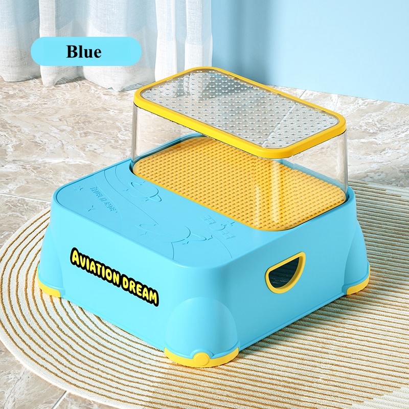 Multipurpose Removable Baby Two Step Stool with Transparent Toy Storage ...