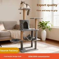 Grand arbre à chat minimaliste en bois avec maisonnette intégrée et griffoir, toutes saisons, fabriqué en Chine, fournitures pour animaux de compagnie