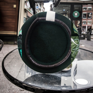 Béret en laine kaki Style formel velours côtelé avec motif brodé imprimé de fourrure pour les fêtes de plage en plein air - Product Image 4